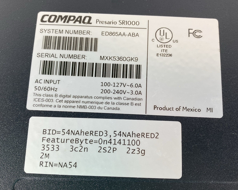 HP Presario SR1610NX MT AMD Sempron 3200+ 1.80GHz 1GB RAM No HDD No OS