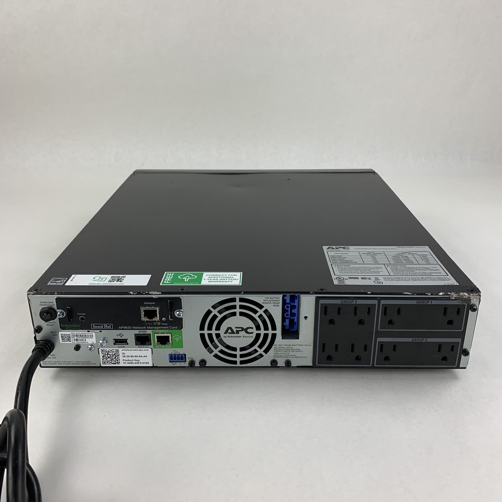 APC SMX1500RM2UCNC Rack Mounted Battery Backup AP9630 Tested No Batts No Caddy