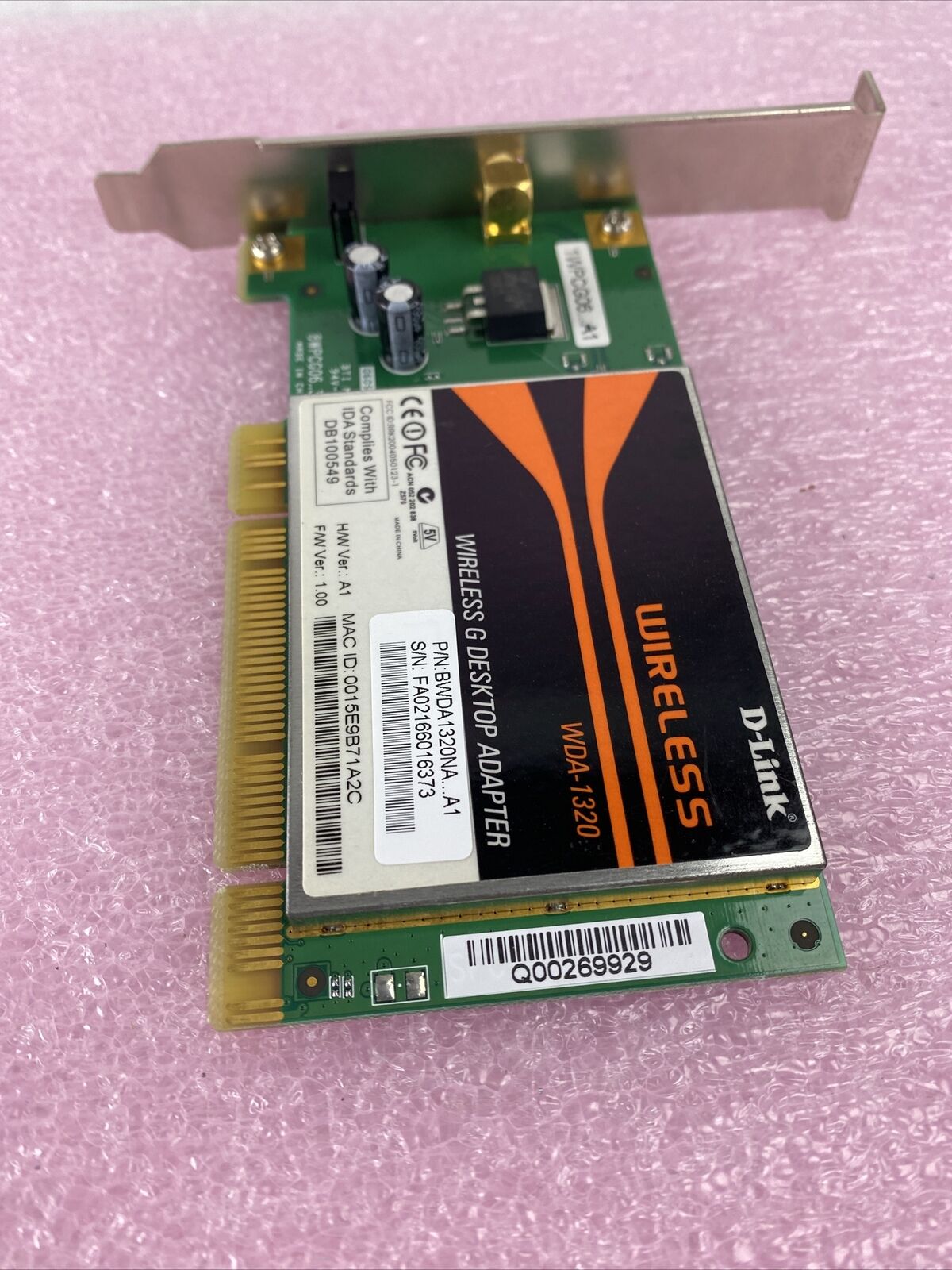 D-Link WDA-1320 Wireless G Desktop Adapter 54Mb/s RP-SMA PCI Card (Lot of 3)