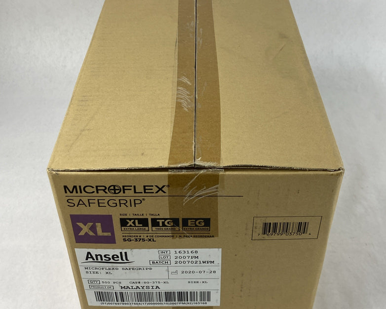 Ansell Microflex SafeGrip SG-375-XL Latex Exam Gloves Extra Large - 500 Count