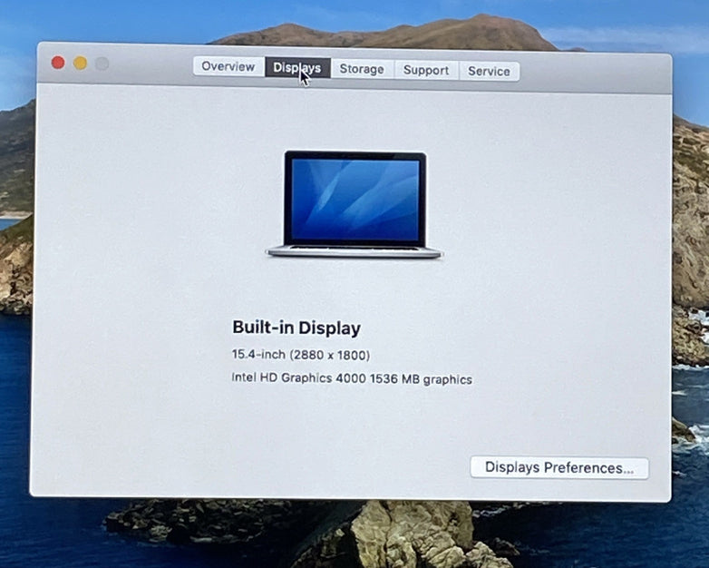 Apple MacBook Pro A1398 2013 Retina 15" 2.40 GHz i7 8GB RAM 250GB SSD os10.15.7