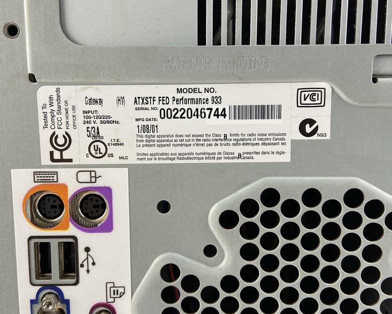 Gateway Performance 933 MT Intel Celeron 934MHz 127MB RAM No HDD No OS