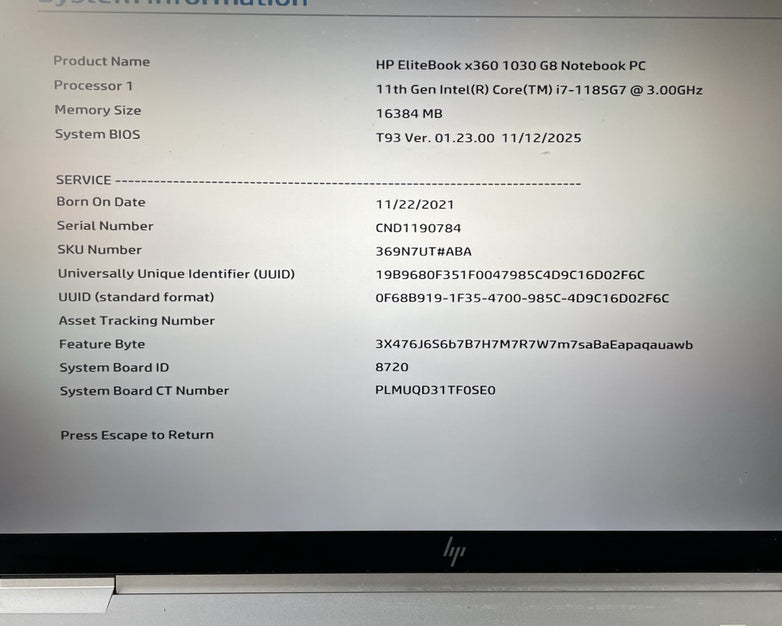 HP EliteBook x360 1030 G8 13.3" i7-1185G7 3.0GHz 16GB RAM No SSD/AC/OS/Batt-READ