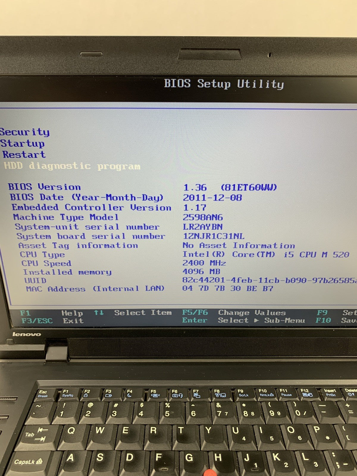 Lenovo ThinkPad L512 15.6" i5-M520 2.4 GHz 4 GB Ram No SSD/OS/AC/Batt3