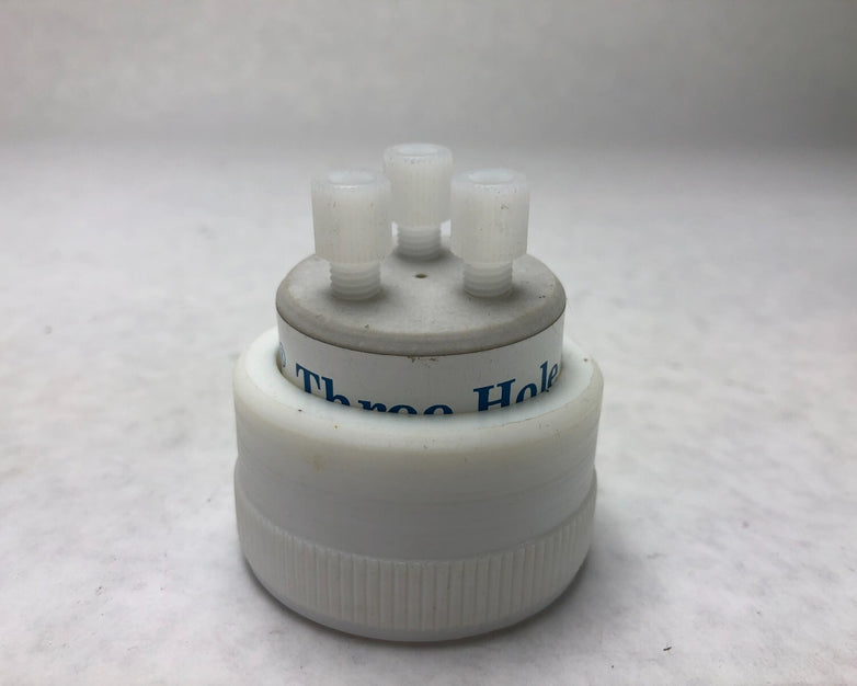 Lot of 5 LabGlass Biotech Three Hole Cap Chromeware