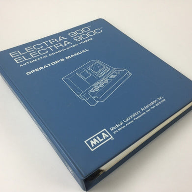 Medical Laboratory Operators Manual for Electra 900 and 900C