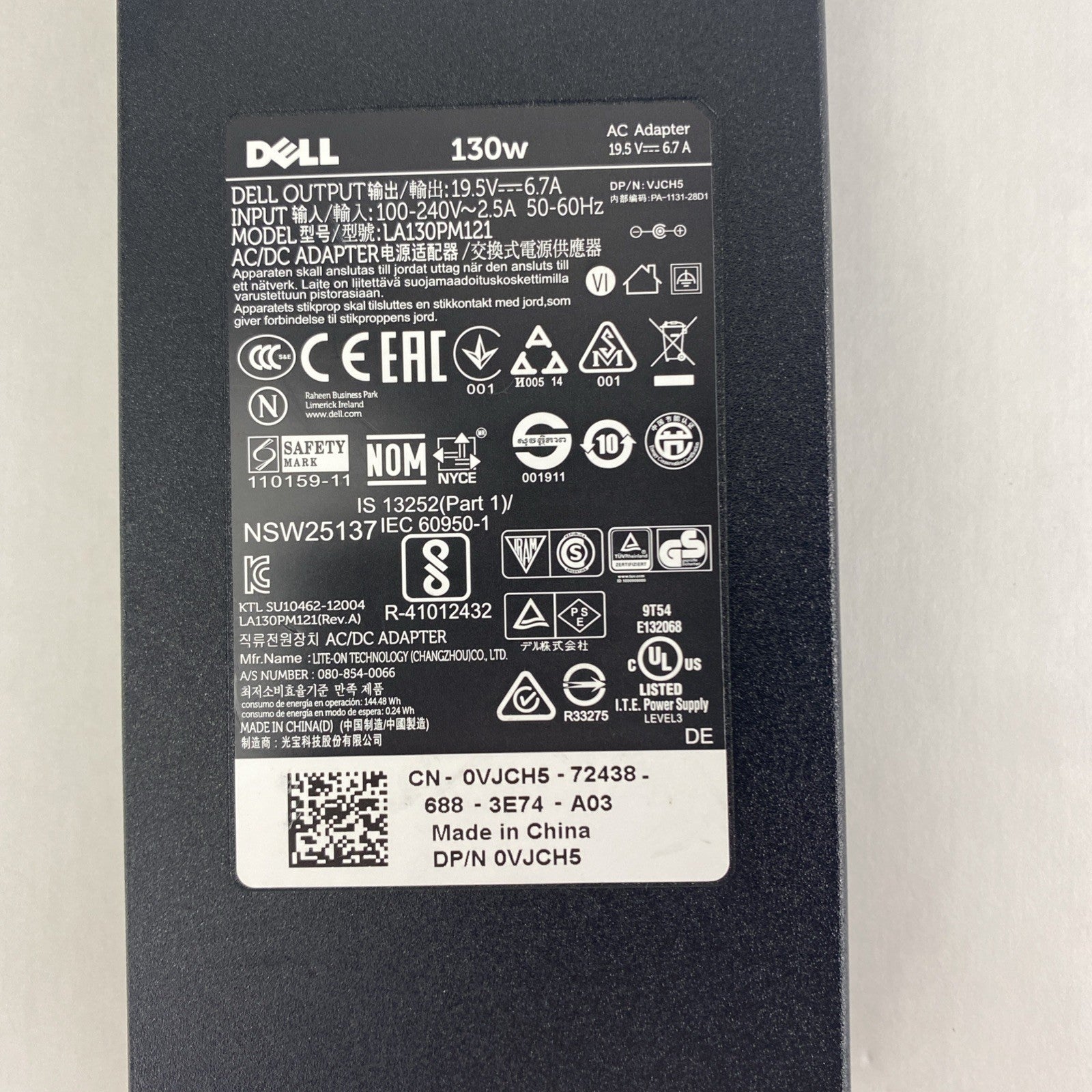 Dell LA130PM190 130W AC Adapter Lot of 5 No Power Cord3