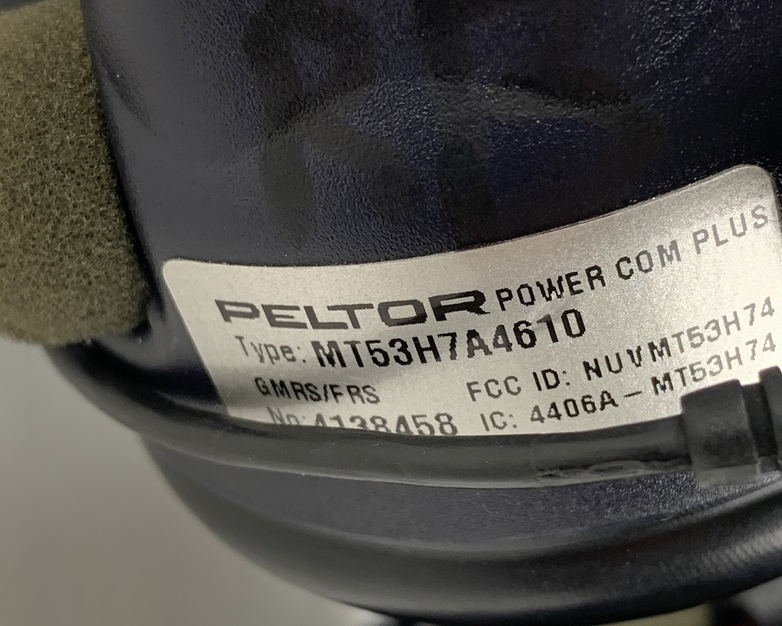 3M Peltor MT53H7A4610 PowerCom Plus Tested Missing Ear Muff