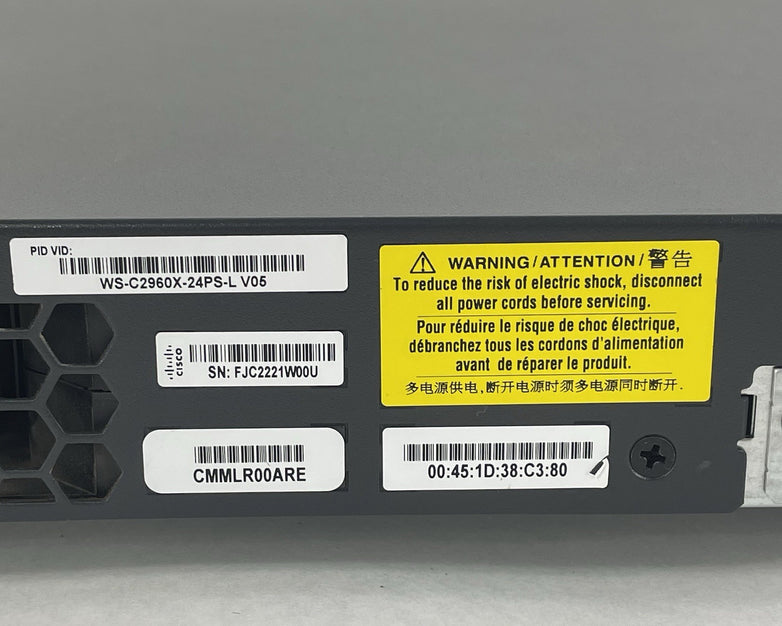Cisco Catalyst WS-C2960S-24PS-L V05 24-Port Ethernet Switch - Tested