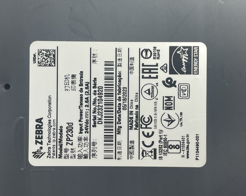 Zebra ZP230d Direct Thermal Label Printer Light is Out For Parts or Repair