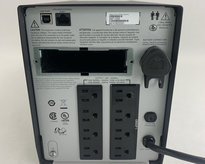 APC SMT1000 Smart-UPS 1000  Uninterrupted Power Supply No Battery