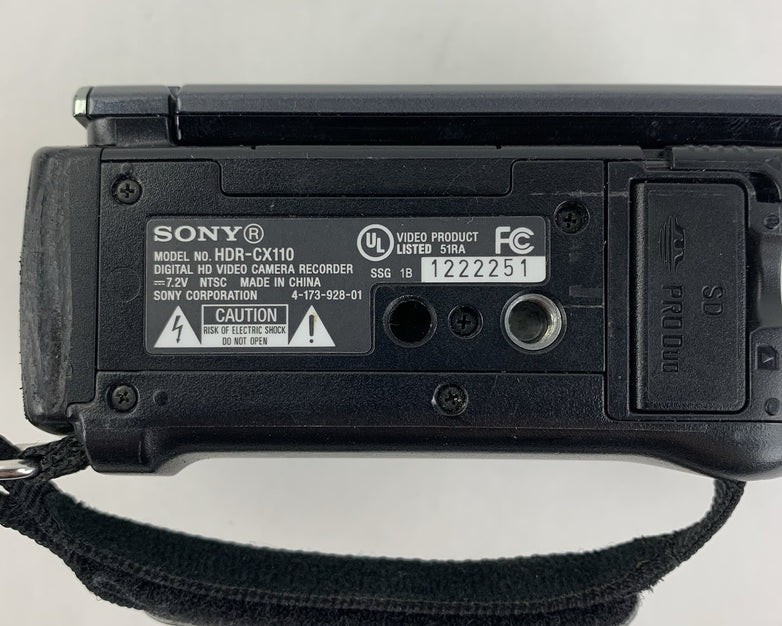 Sony HDR-CX110 Handheld Camcorder - Untested - No Battery or Charger Included