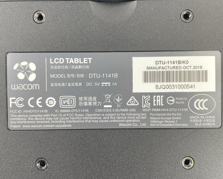 Wacom DTU-1141B 10.1" FHD Drawing Tablet - No Cord Cover