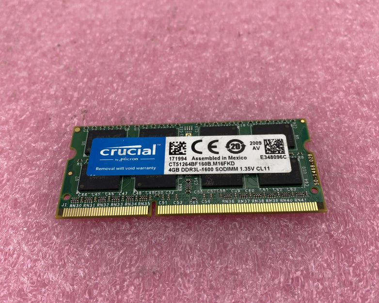 Crucial 4GB DDR3L-1600 Laptop Memory Ram CT51264BF160B.M16FKD - Lot of 2