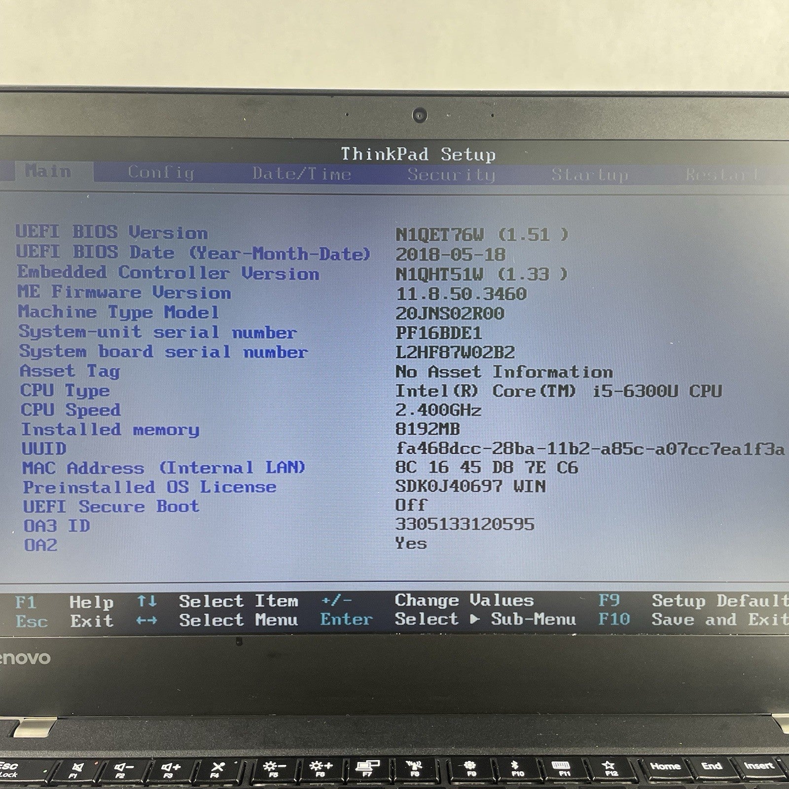 Lenovo ThinkPad T470 14" i5-6300U 2.40 GHz 8 GB RAM No SSD/OS/AC2