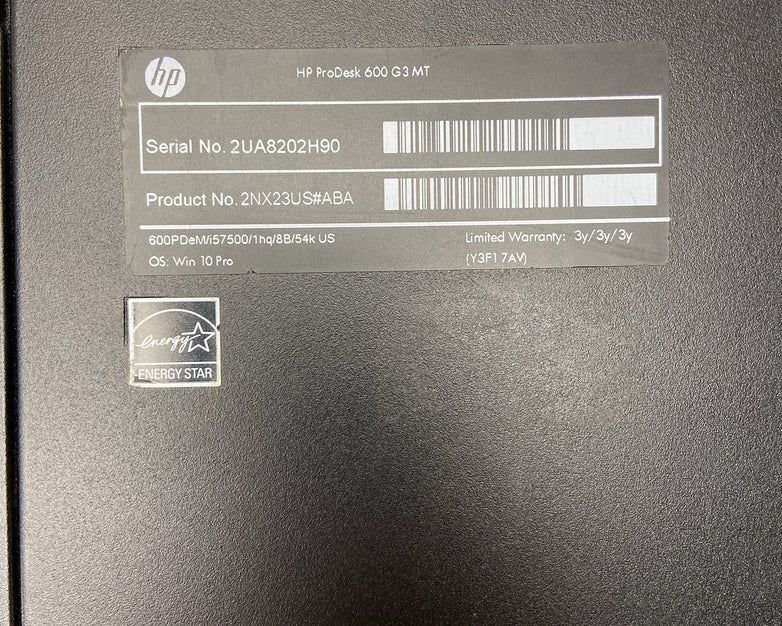 HP ProDesk 600 G3 MT Intel Core i5-7500 3.4GHz 8GB RAM No HDD No OS