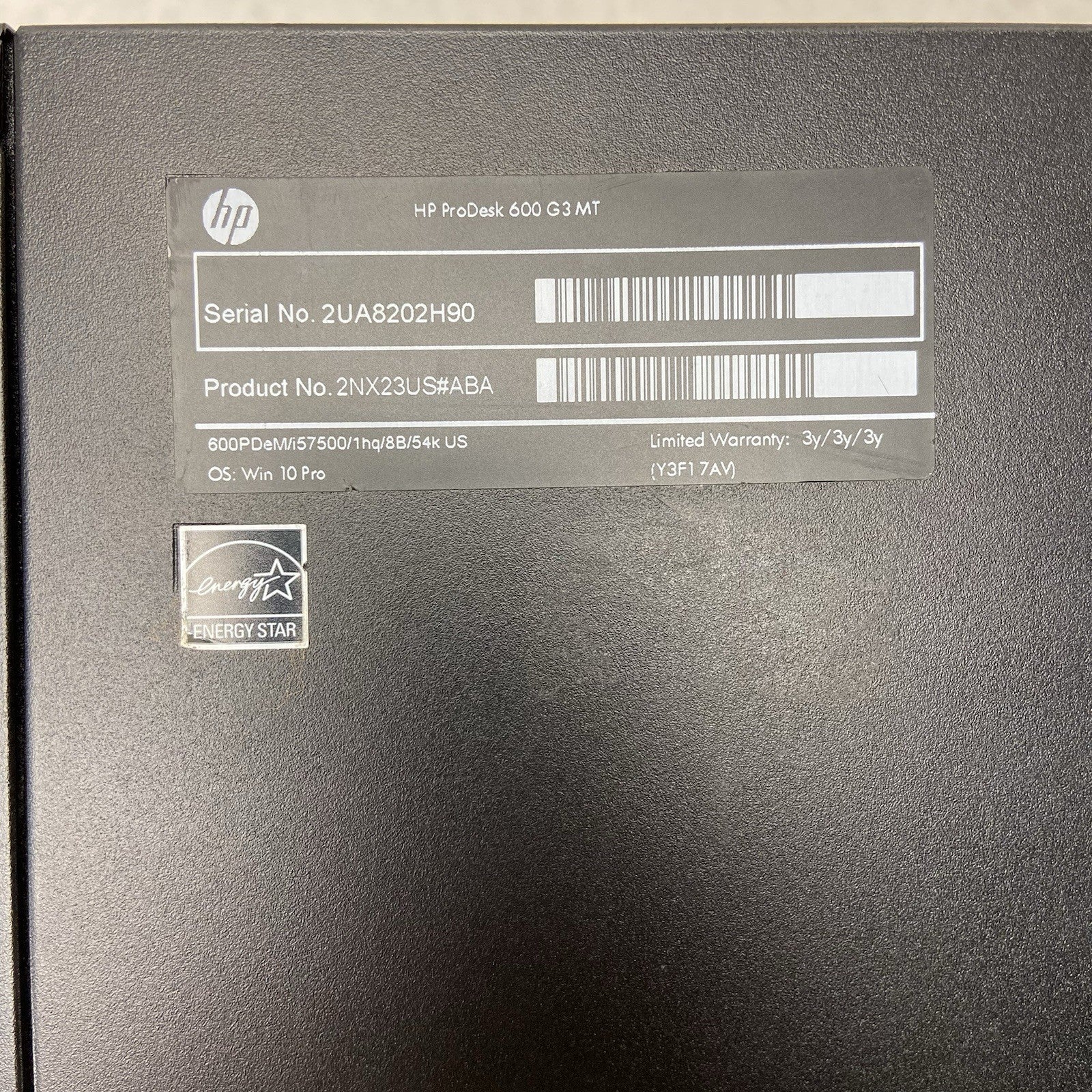 HP ProDesk 600 G3 MT Intel Core i5-7500 3.4GHz 8GB RAM No HDD No OS3