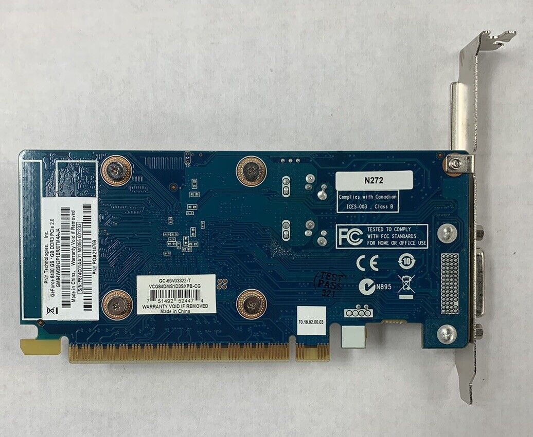 PNY Nvidia GeForce 8400 GS 1 GB DDR3 PCI-E 2.0 Low Profile Video Card (Lot of 2)