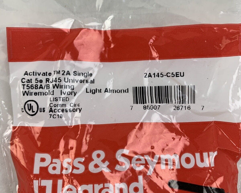 Pass & Seymour 2A145-C5EU Activate 2A Single Cat 5e RJ45 Wiremold Ivory Lot of 2