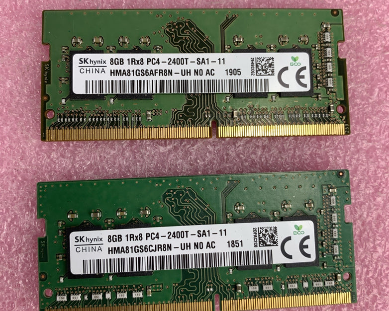 SK Hynix 8GB DDR4 PC4-2400T Laptop RAM HMA81GSAFR8N-UH - Lot of 2 - Tested