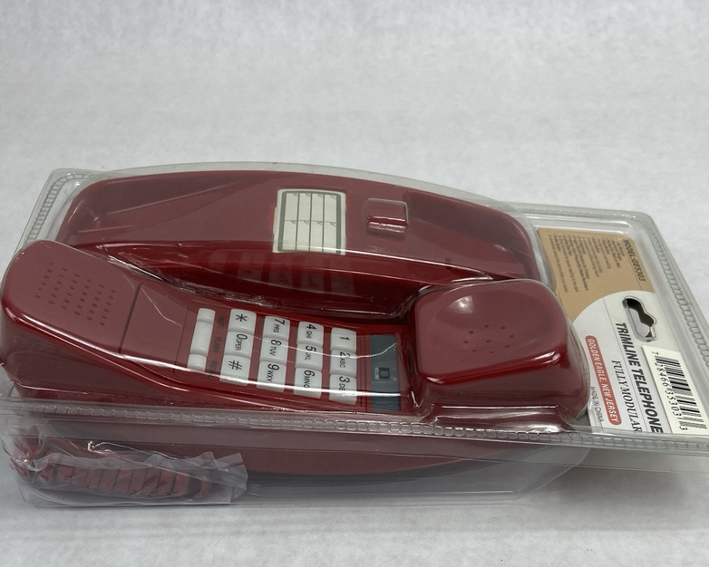 Trimline GE Red Corded Telephone Model 5303 Wall Mount Retro Style New In Box
