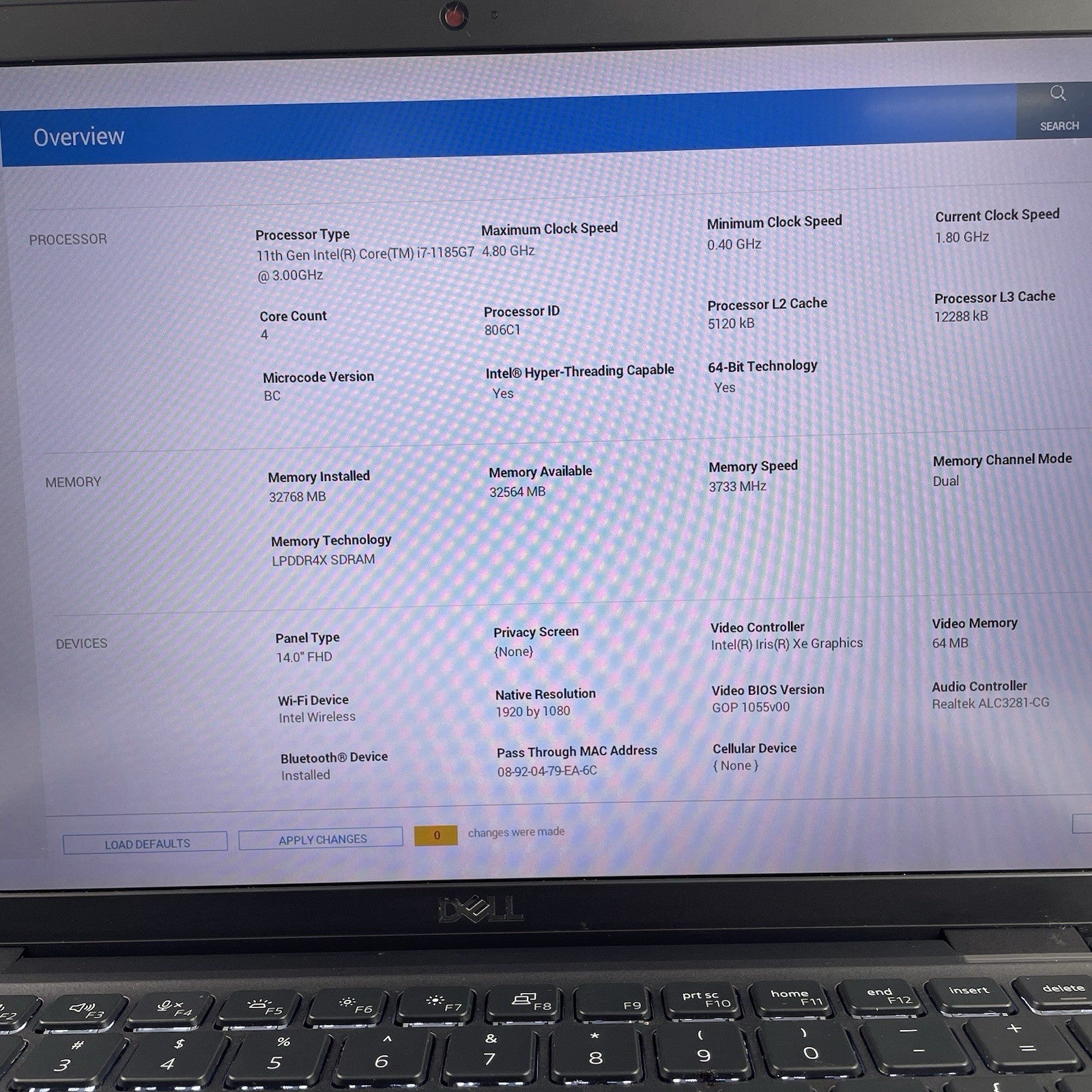 Dell Latitude 7420 14" i7-1185G7 3.00 GHz 32 GB RAM No SSD/OS/AC - READ3