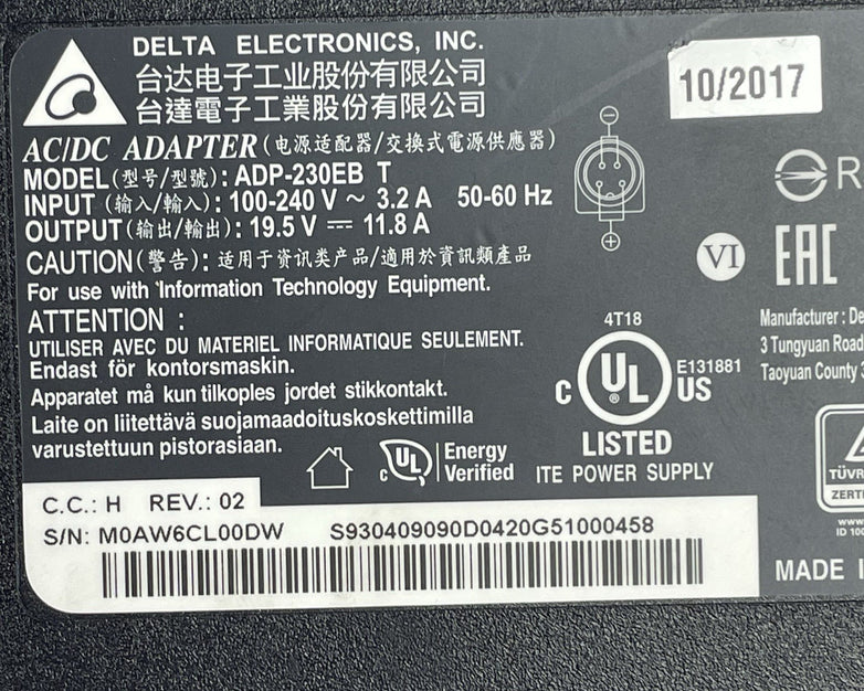 Delta ADP-230EB T Power Charger  AC Adapter 4 Pin Connector