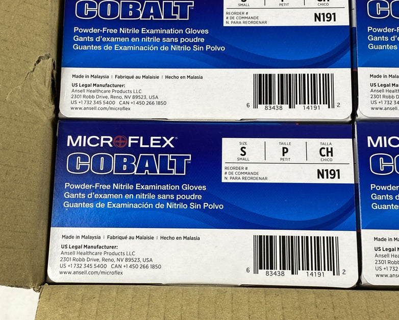 Ansell Cobalt N191 Powder Free Nitrile Examination Gloves Small - 1000 Count