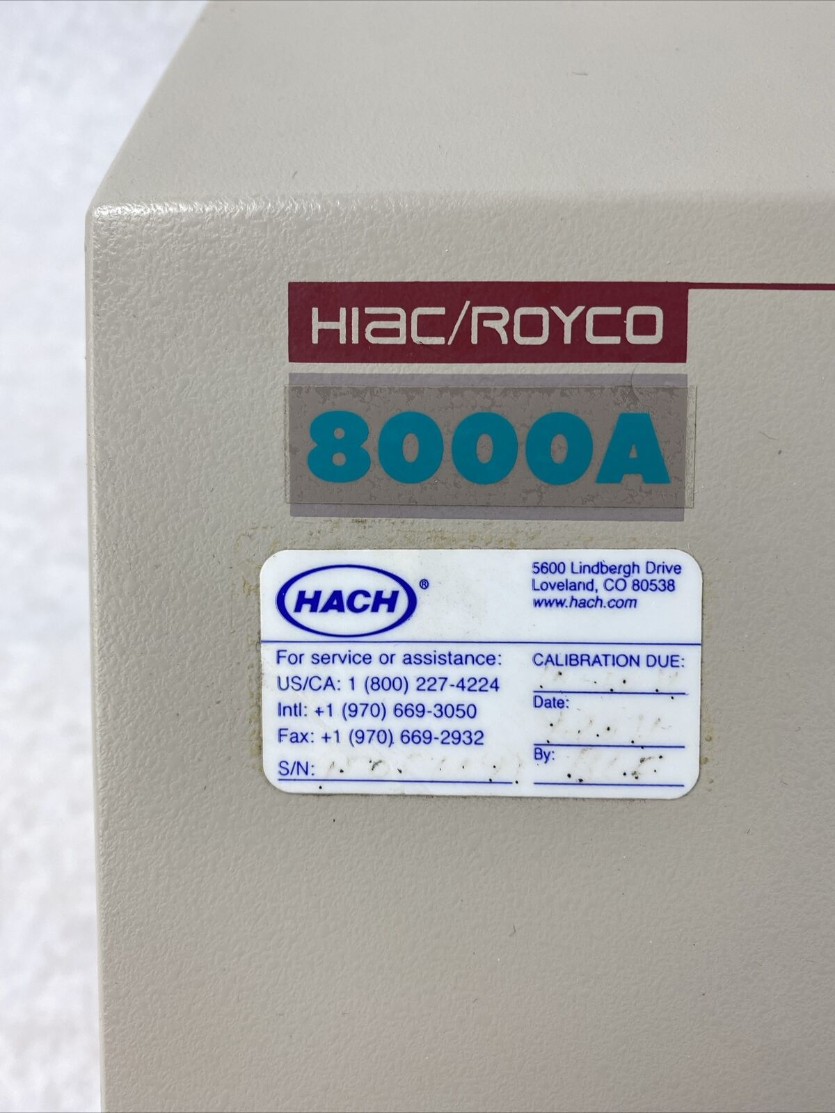 HIAC Royco 8000A Liquid Particle Counter NO ACCESSORIES FOR PARTS or REPAIR
