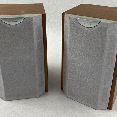 RCA RS2005 8 Ohm 1W Wood Speakers Pair Silver TESTED