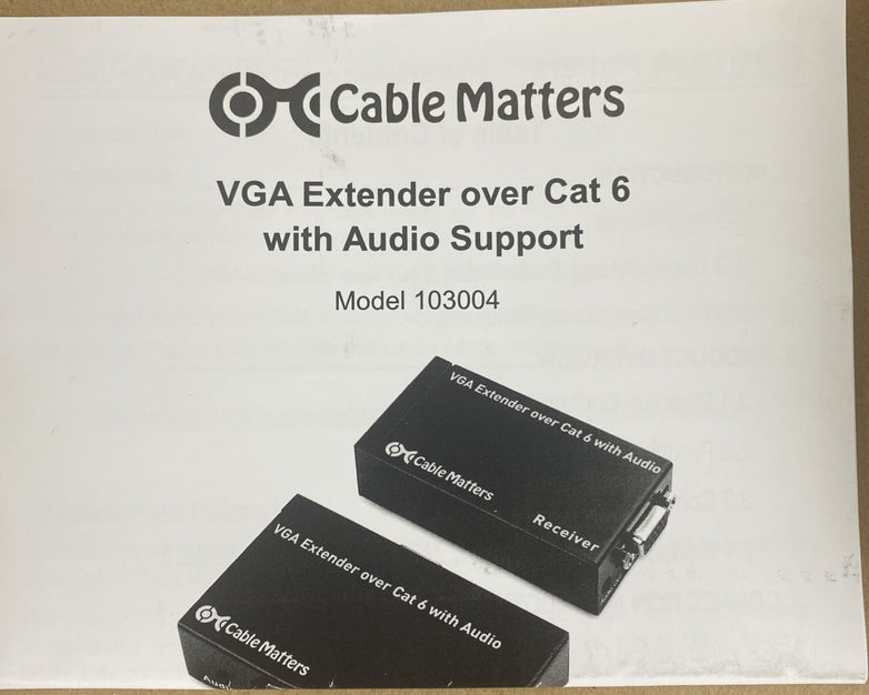 Cable Matters 103004 VGA Etender Over Cat 6 Cable