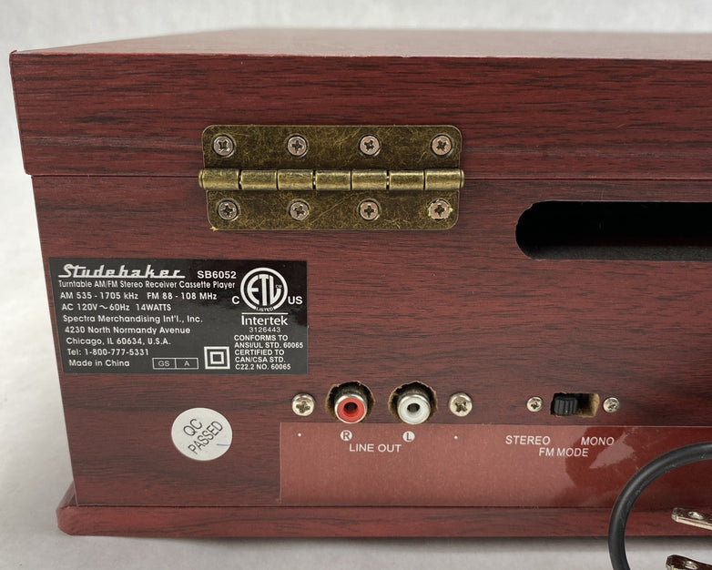 Studehaker SB6052 Turntable FM/AM stereo Receiver Cassette Player
