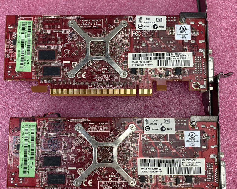 ATI 102C0210612 FirePro V3800 512MB DisplayPort DVI PCIe GPU (Lot of 2)