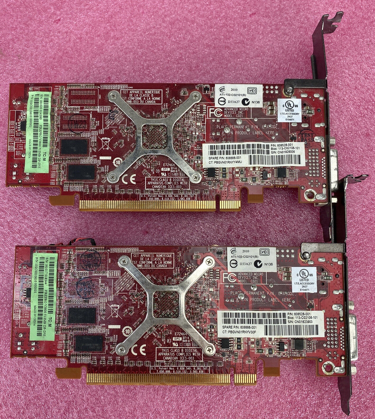 ATI 102C0210612 FirePro V3800 512MB DisplayPort DVI PCIe GPU (Lot of 2)