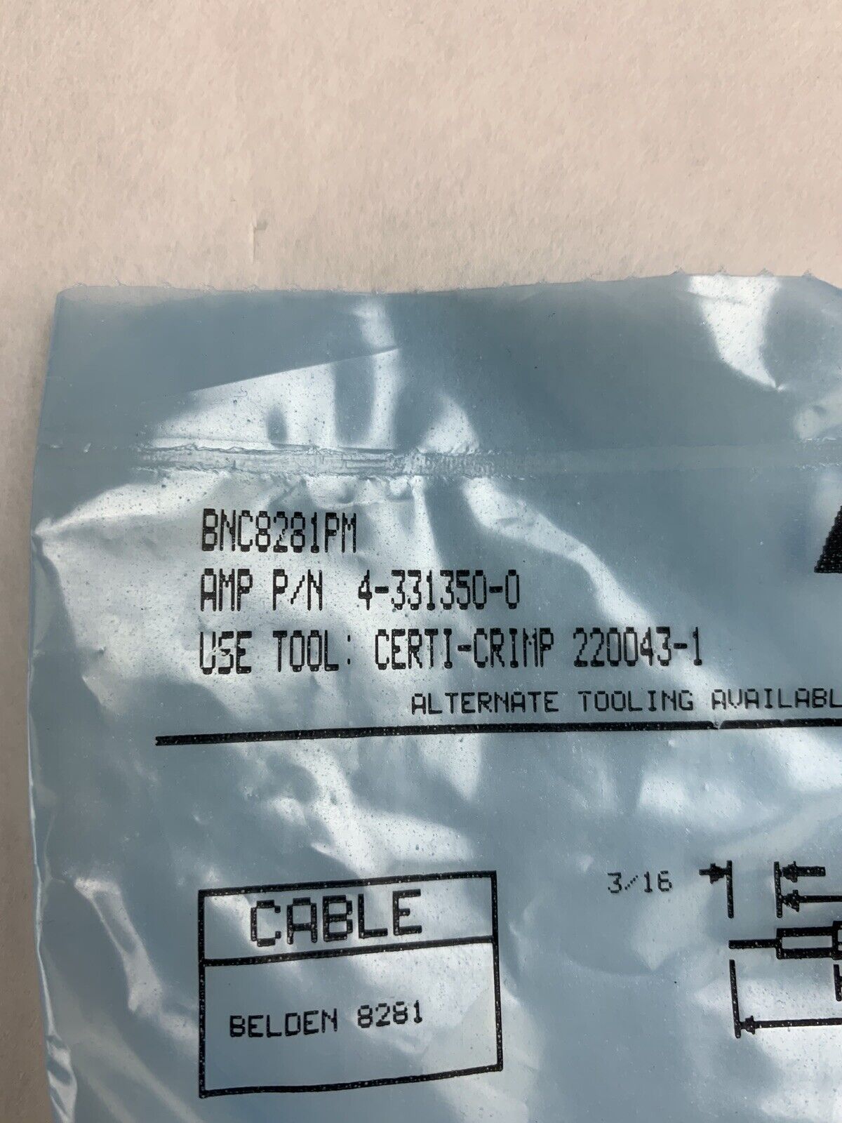 AMP 4-331350-0 BNC8281M Connector Coax BNC Crimp Plug Lot of 5 New