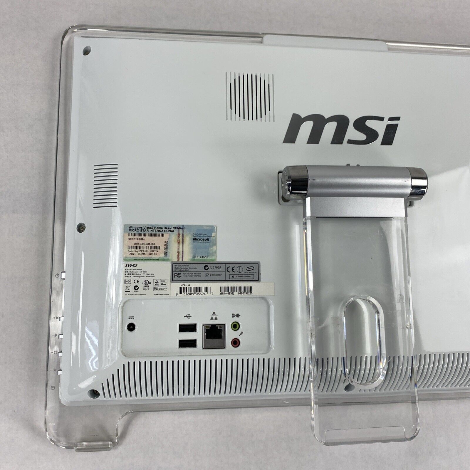 MSI AIO MS-6638 Intel Atom 330 1.60GHz 2GB RAM No HDD No OS