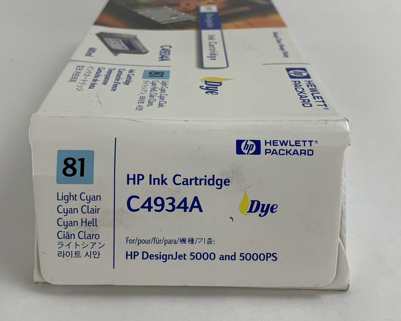 HP C4934A 81 DesignJet Light Cyan Dye Ink Cartridge New OEM Sealed in Box