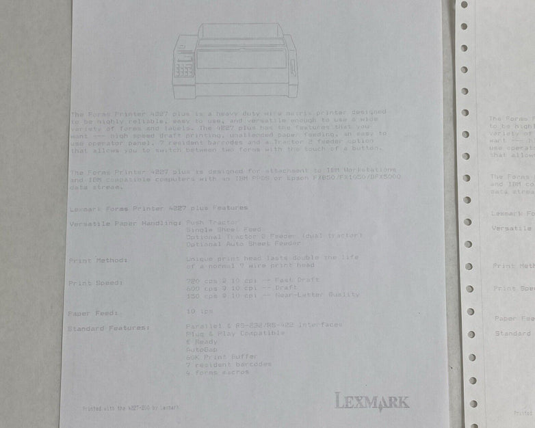 Lexmark 4227 Plus Forms Printer - Parts or Repair