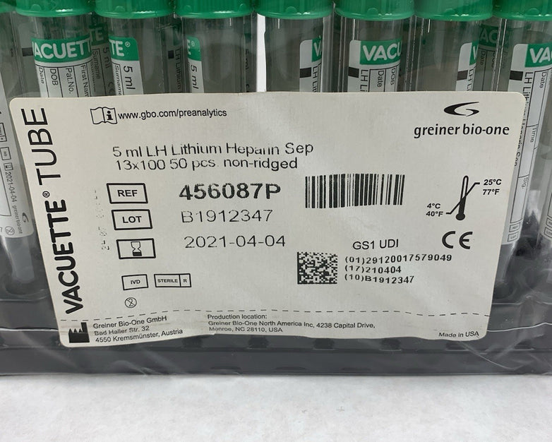 Vacuette 456087P 5ml LH Sep 13x100 50pcs Non-Ridged Tubes