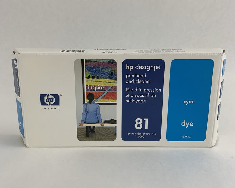 HP C4951A 81 Cyan Printhead & Cleaner for DesignJet OEM New in Box Sealed