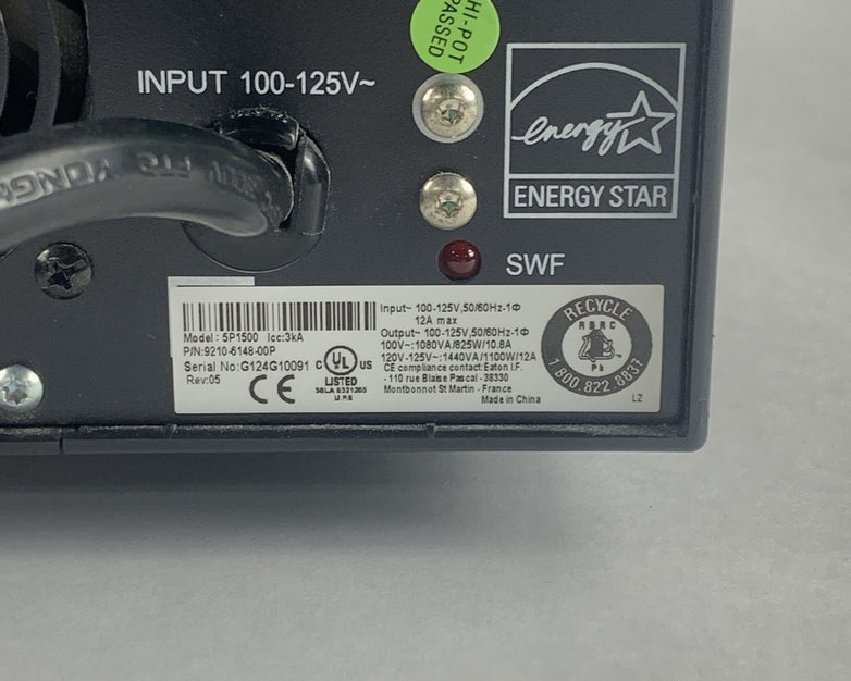 Eaton 5P1500 120V Tower UPS Battery Back Up 1440 VA 11100W Tested No Batteries