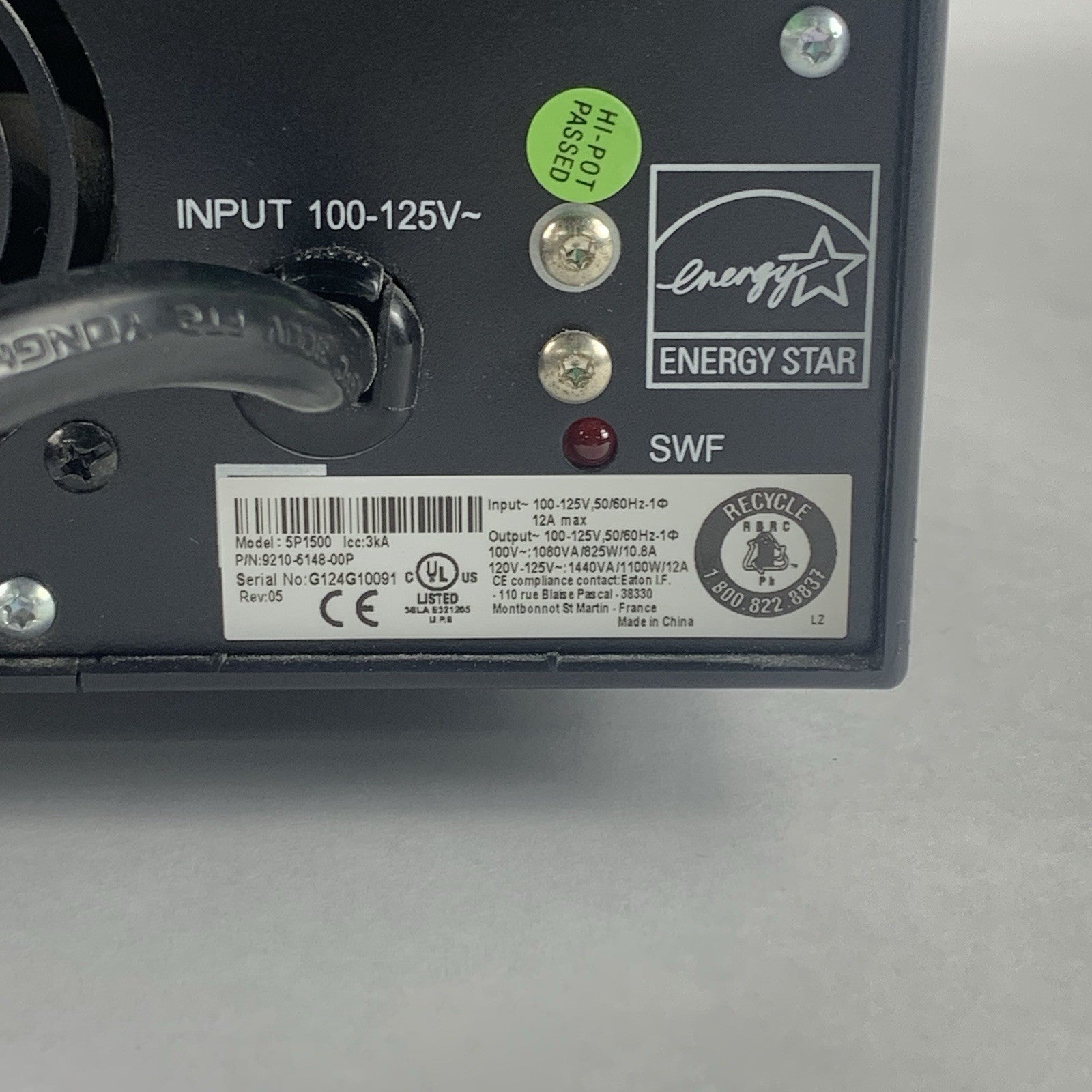 Eaton 5P1500 120V Tower UPS Battery Back Up 1440 VA 11100W Tested No Batteries6