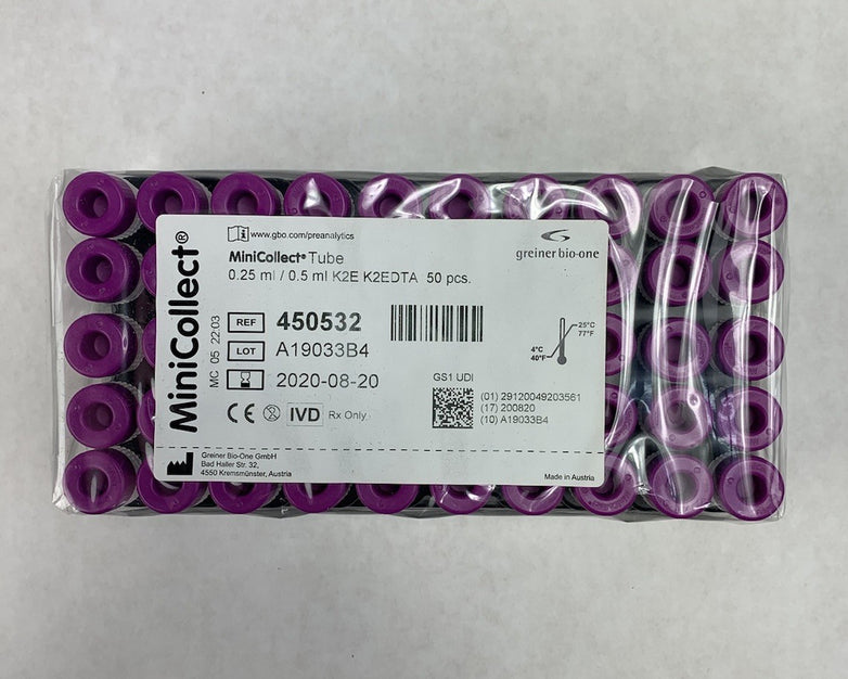 MiniCollect 450532 0.25ml / 0.5ml K2E K2EDTA 50pcs Tubes