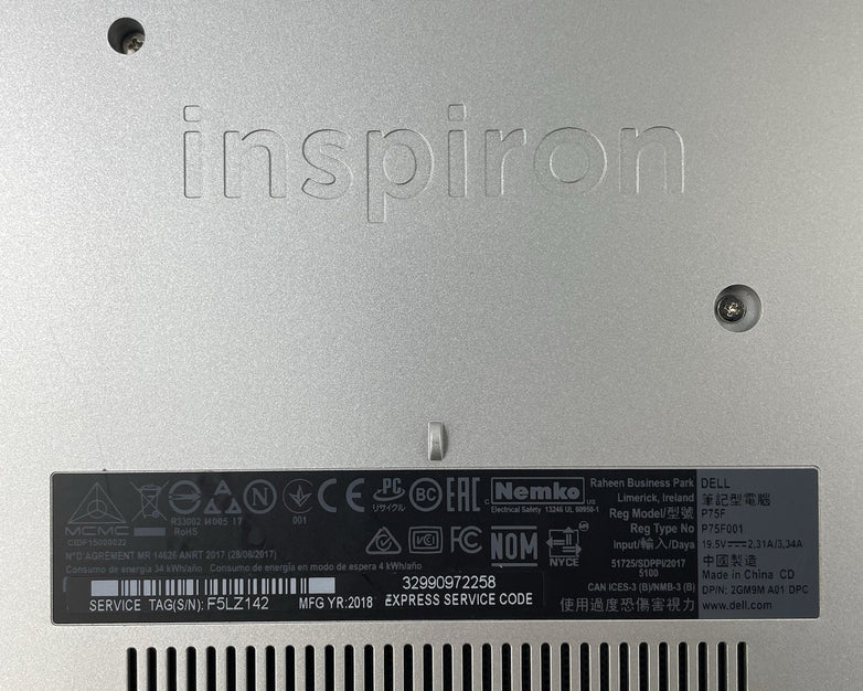 Dell Inspiron 5570 15.6" i7-8550U 1.80 GHz 12 GB RAM No SSD/OS/AC