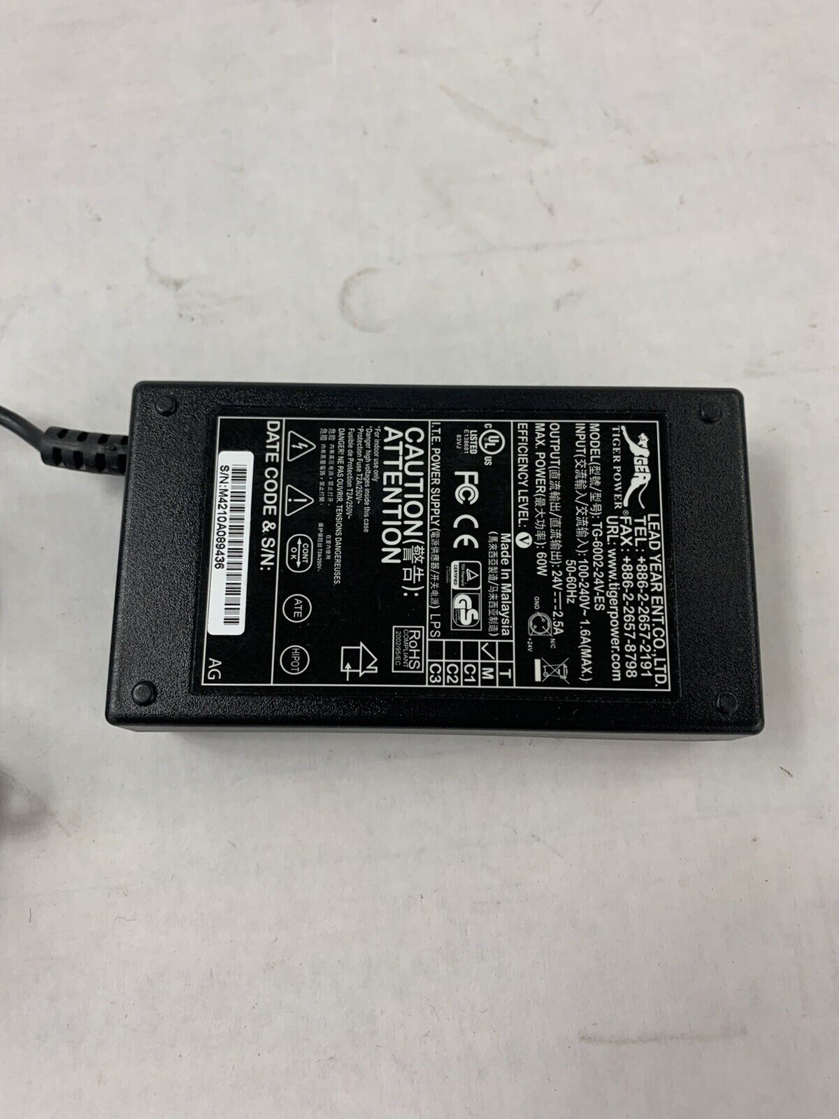 Lot of 10 Tiger TG-6002-24V-ES AC Adapter