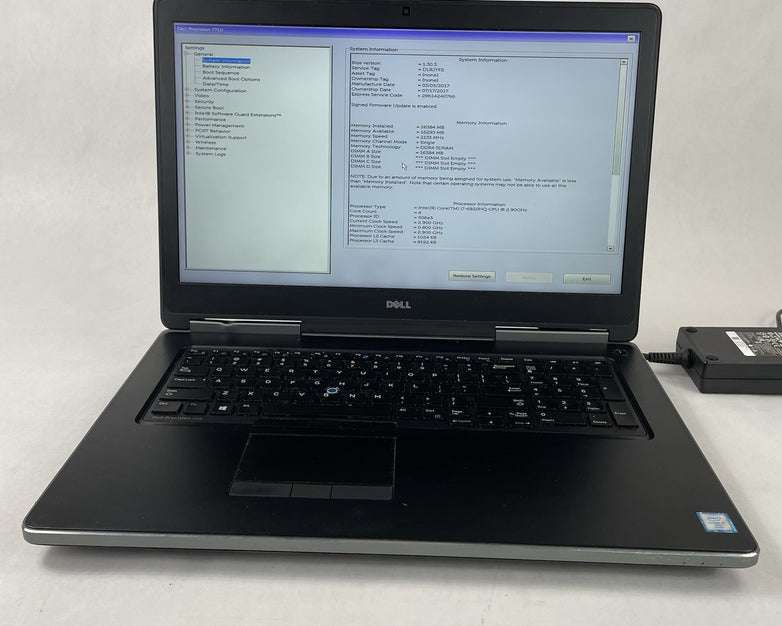 Dell Precision 7710 17.3" Core i7-6920 2.90 GHz 16 GB RAM No HDD No OS READ
