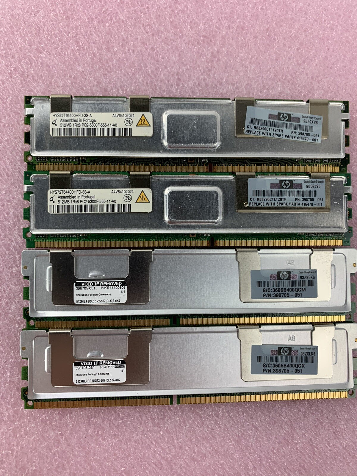 HP PC2-5300F-555-11-A0 DDR2 512MB 398705-051 Server Memory RAM1