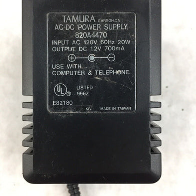 Tamura Class 2 Transformer 820A4470 IN 120V 60Hz 20W OUT 12V 700mA