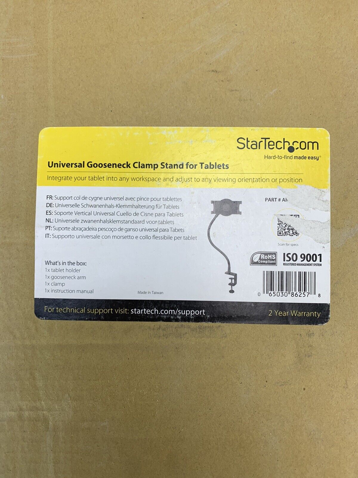 Startech.com Universal Gooseneck Clamp Stand