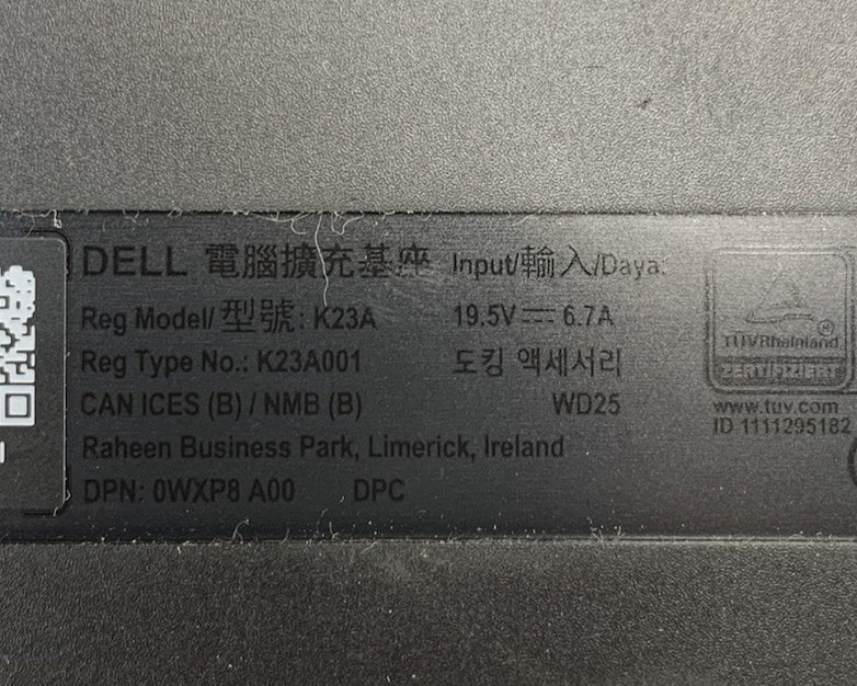Dell Pro WD25 K23A001 USB-C Docking Station - No AC Adapter